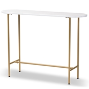 Baxton Studio Samuel Modern and Contemporary Gold Finished Metal Console Table With Faux Marble Tabletop